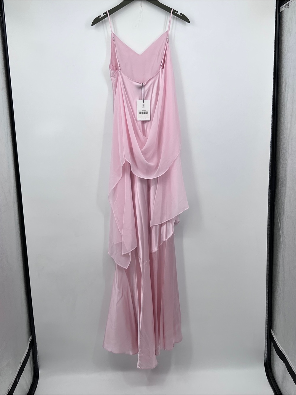 Tiffani Silk Dress CHERRY BLOSSOM 2 Elegant Pink Silk Evening Gown with Capelet - Picture 5 of 10